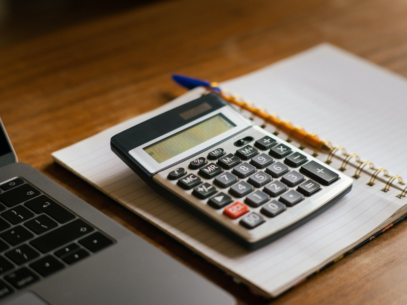 Calculator and notebook 