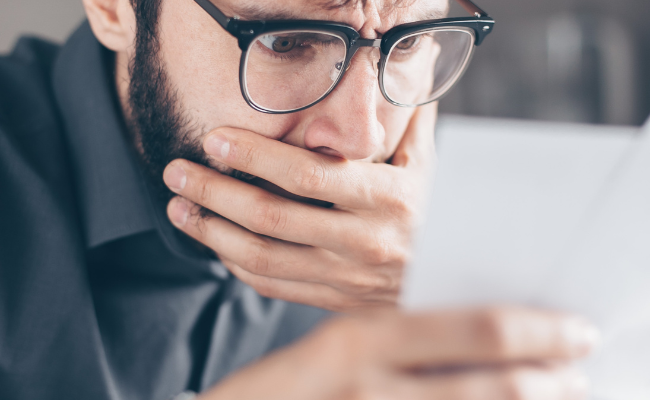 A man shocked about bankruptcy