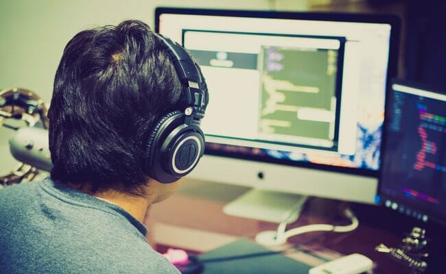 This is a person using a computer.