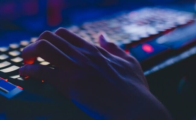 This is a person typing on a keyboard.